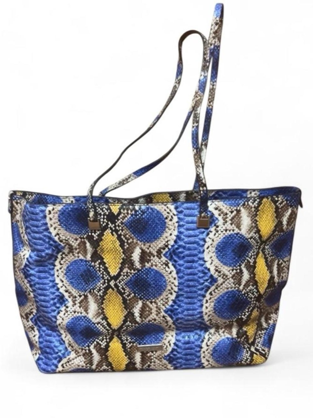 Christian Siriano New York Blue Snakeskin Print Large Tote Bag